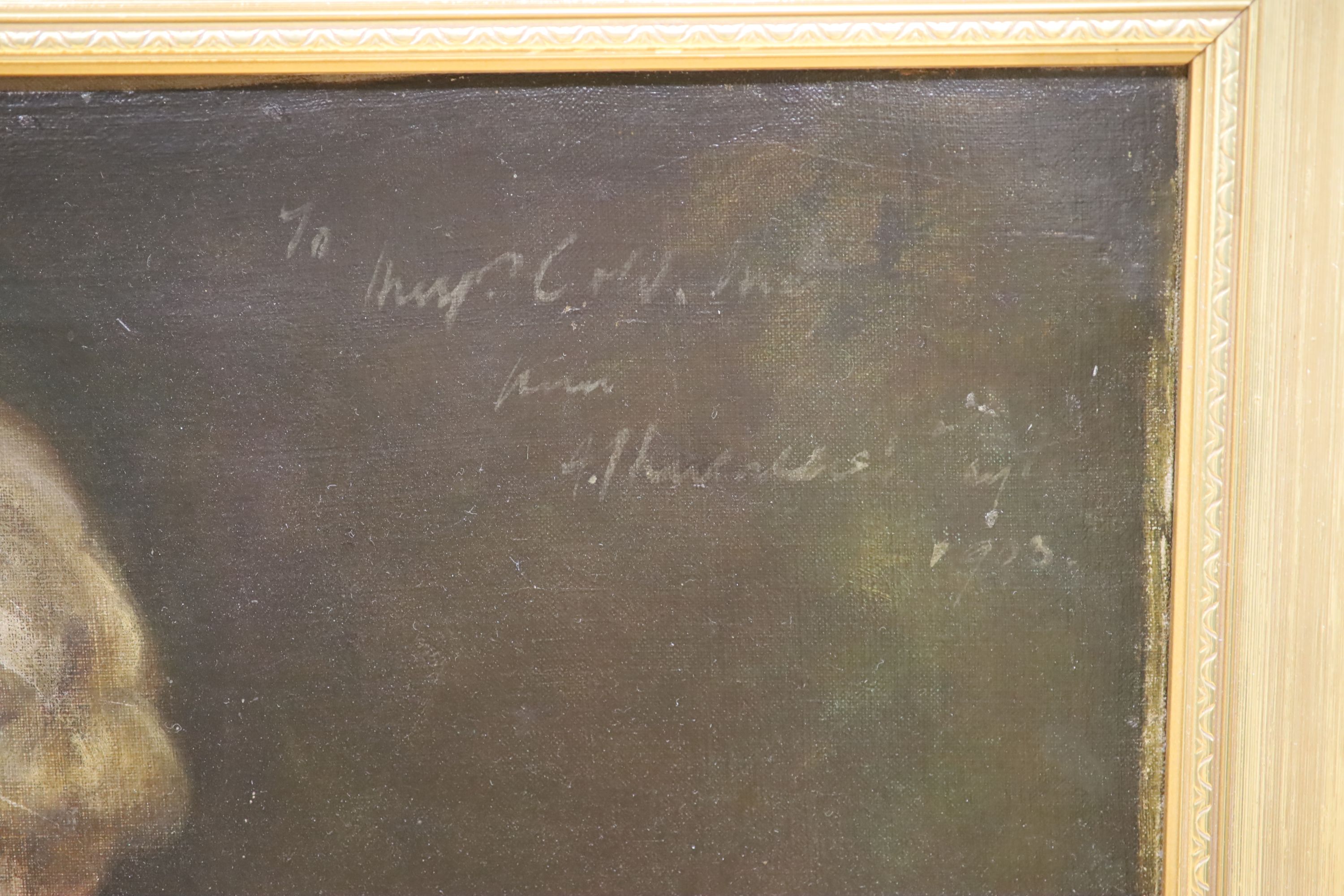 English School, oil on canvas, Portrait of a gentleman in armour, indistinctly inscribed and dated 1903, 75 x 60cm